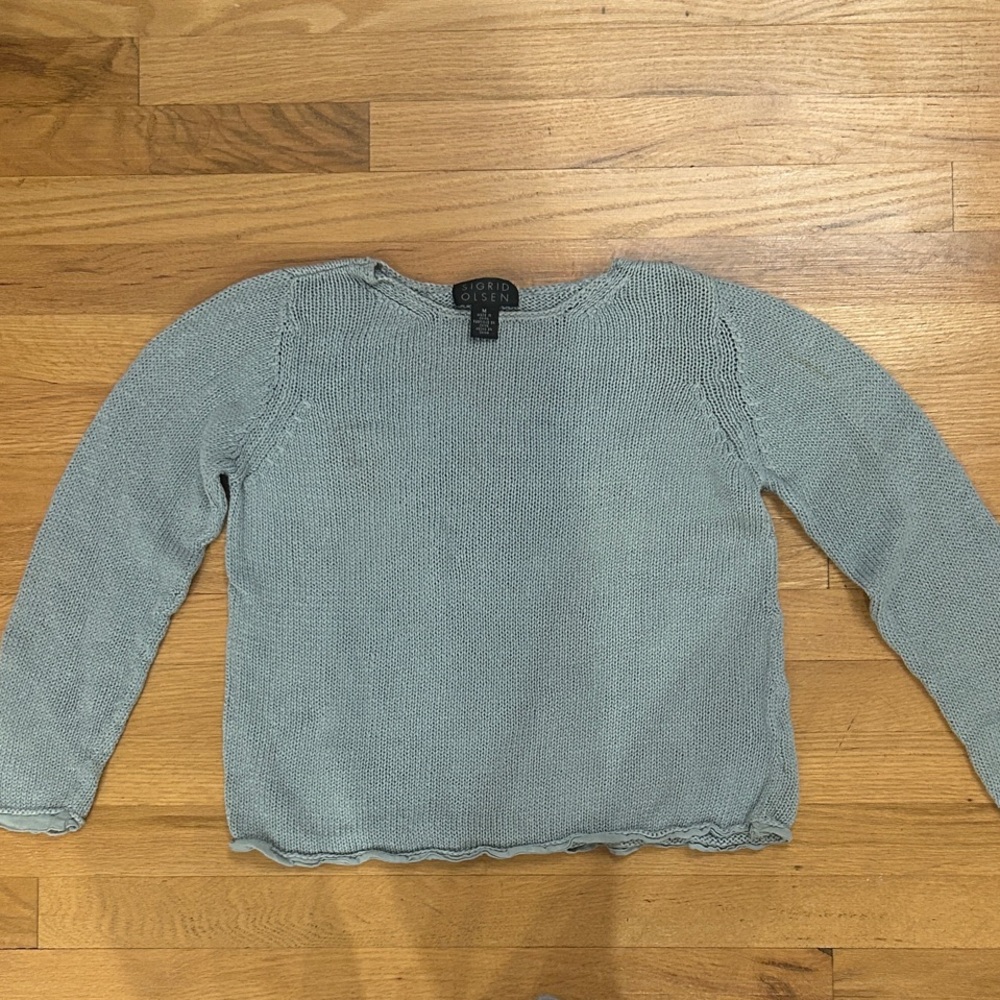 Sigrid Olsen Light Blue Teal Sweater Top